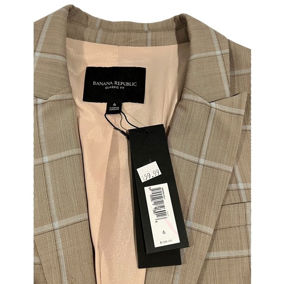 Banana Republic Women's 6 Plaid Blazer Jacket NWT Classic Fit Single Button - Picture 3 of 16